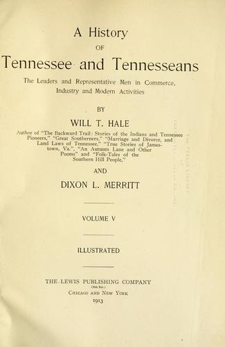 A history of Tennessee and Tennesseans