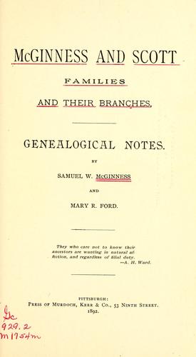 McGinness and Scott families and their branches
