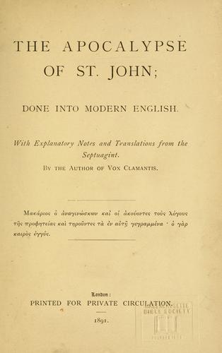 The Apocalypse of St. John