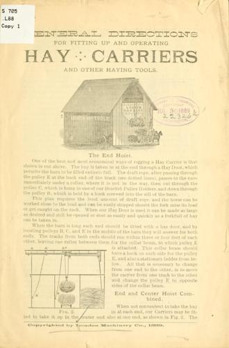 General directions for fitting up and operating hay carriers and other haying tools