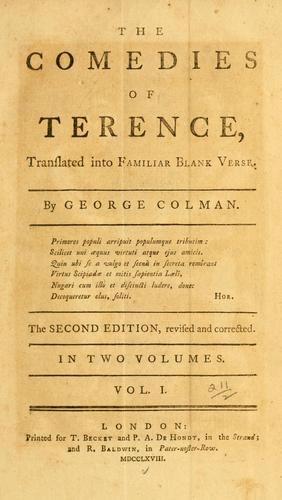 The comedies of Terence, translated into familiar blank verse