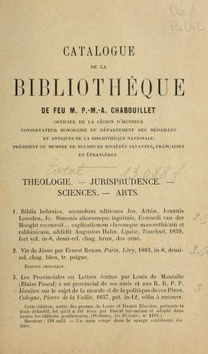 Bibliothèque de feu M. P.-M.-A. Chabouillet