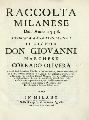 Raccolta milanese dell' anno 1756
