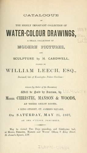 Water-colour drawings, a small collection of modern pictures and sculpture by H. Cardwell
