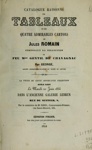 Catalogue raisonné des tableaux, et des quatre admirables cartons de Jules Romain