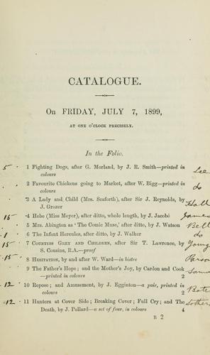 Choice engravings of the early English school; fine mezzotint portraits; engravings in mezzotint & colours; engravings in stipple & colours