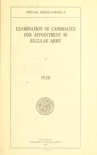 Examination of candidates for appointment in regular army