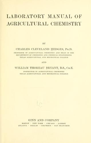 Laboratory manual of agricultural chemistry