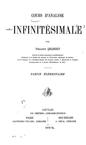 Cours D'Analyse Infinitesimale