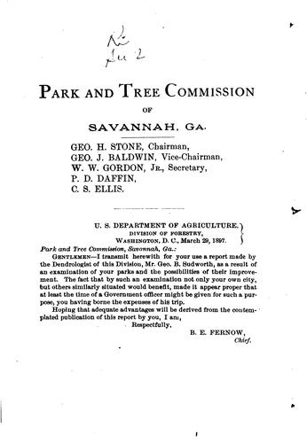 Report on an Examination of the Street and Park Trees of Savannah, Georgia, and Surrounding ..