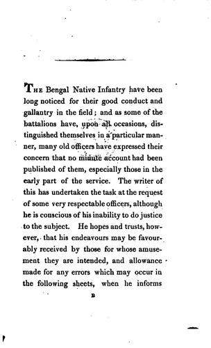 An historical account of the rise and progress of the Bengal Native Infantry