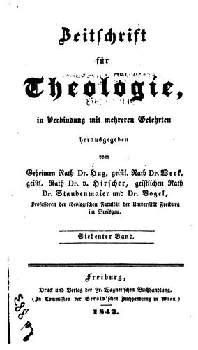 Zeitschrift für Theologie, in Verbindung mit mehreren Gelehrten