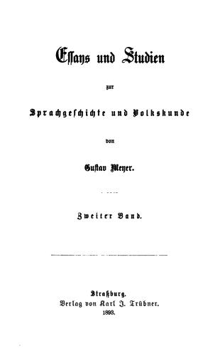 Essays und Studien zur Sprachgeschichte und Volkskunde