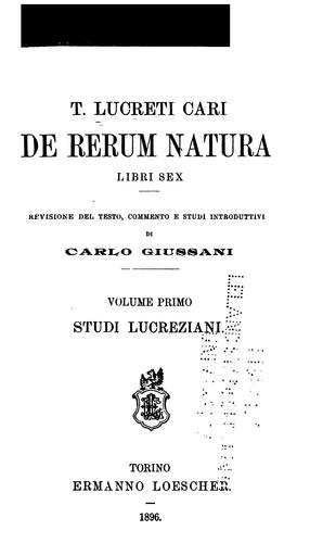 T. Lucreti Cari De rerum natura libri six