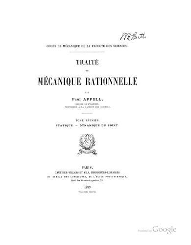 Traité de mécanique rationnelle