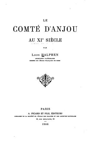 Le comté d'Anjou au XIe siècle
