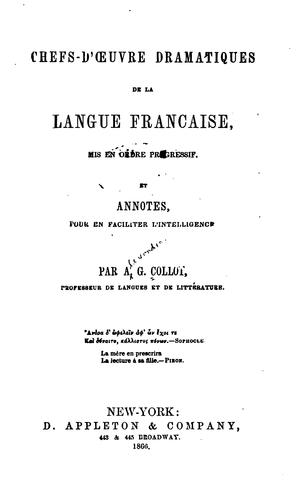 Chefs-D'oeuvre Dramatiques De La Langue Francaise