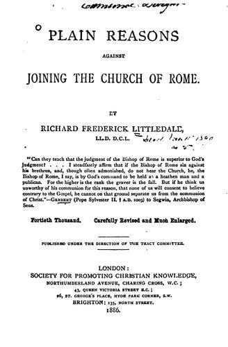 Plain Reasons Against Joining the Church of Rome