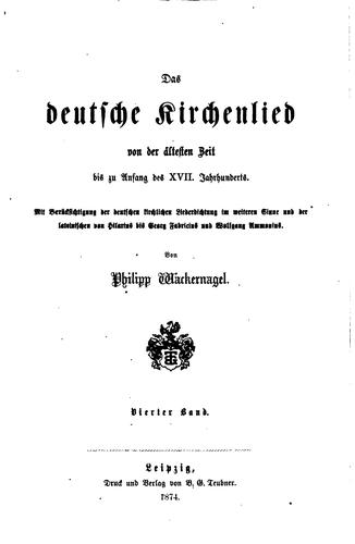Das deutsche Kirchenlied von der ältesten Zeit bis zu Anfang des XVII ..