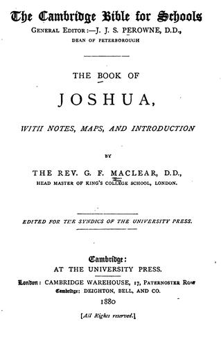 The Book of Joshua: With Notes, Maps, and Introduction
