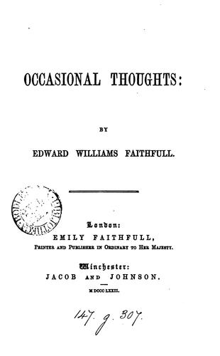 Occasional thoughts [in verse]