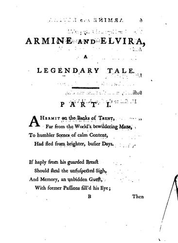 Armine and Elvira: A Legendary Tale. In Two Parts. By Mr. Cartwright