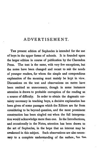 Sophocles, in single plays, for the use of schools. Ed. with intr. and Engl. notes by L ..