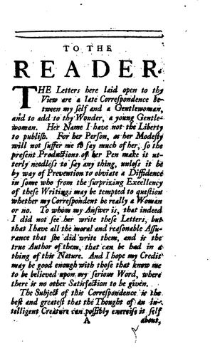 Letters Concerning the Love of God, Between the Author of the Proposal to the Ladies, and Mr ...