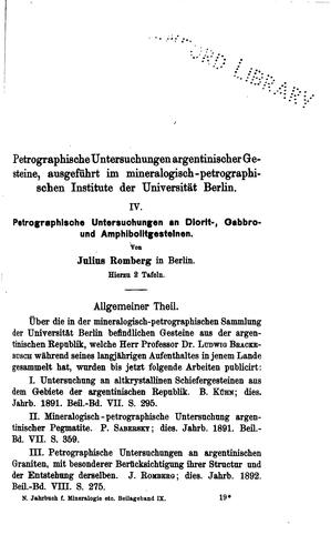 Petrographische Untersuchungen an Diorit-, Gabbro- und Amphibolitgesteinen aus dem Gebiete der ..