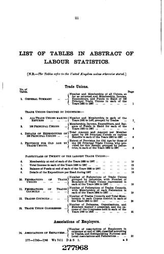Abstract of Labour Statistics ..