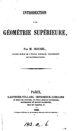Introduction à la géométrie supérieure