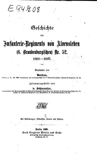 Geschichte des Infanterie-Regiments von Alvensleben (6. Brandenburgischen) Nr. 52, 1860-1897