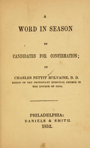 A Word in season to candidates for confirmation