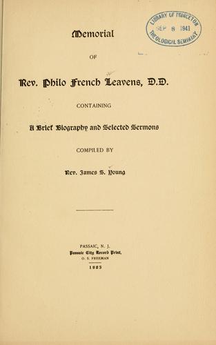 Memorial of Rev. Philo French Leavens ..