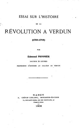 Essai sur l'histoire de la révolution à Verdun
