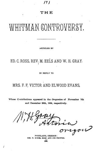 The Whitman Controversy: Articles