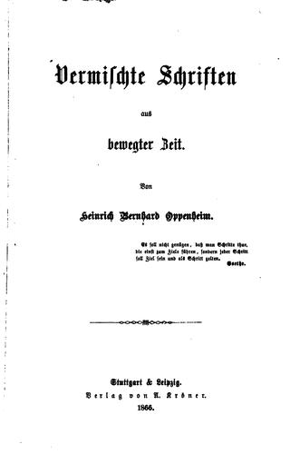 Vermischte Schriften aus bewegter Zeit