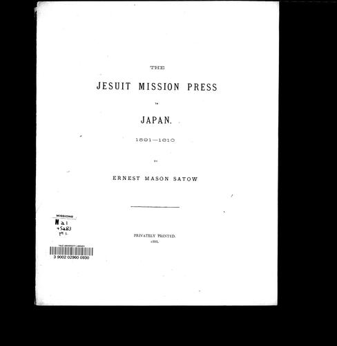 The Jesuit mission press in Japan, 1591-1610