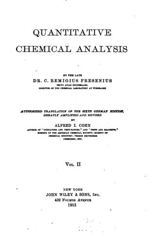 Quantitative Chemical Analysis