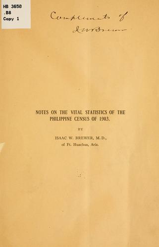 Notes on the vital statistics of the Philippine census of 1903