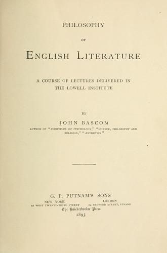 Philosophy of English literature