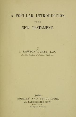 A popular introduction to the New Testament