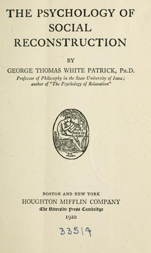 The psychology of social reconstruction