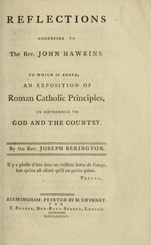 Reflections addressed to the Rev. John Hawkins