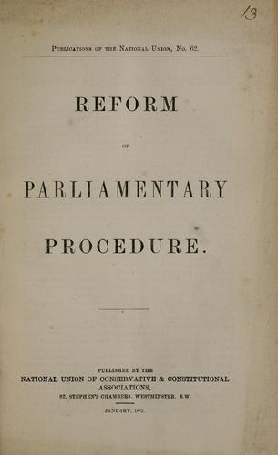Reform of parliamentary procedure