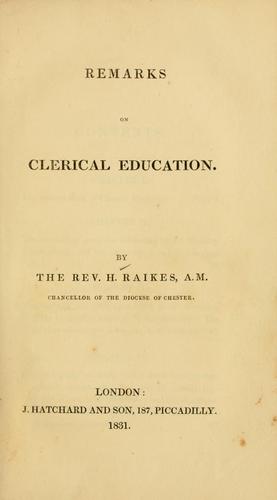 Remarks on clerical education
