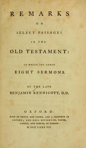 Remarks on select passages in the Old Testament