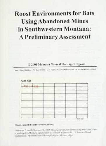 Roost environments for bats using abandoned mines in southwestern Montana