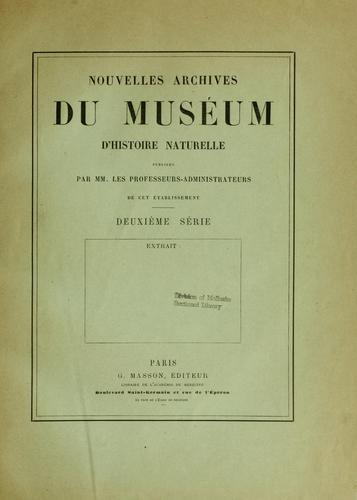 Révision des Donacidées du Museum d'histoire naturelle