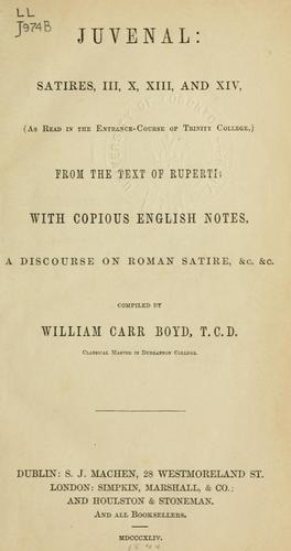 Satires III, X, XIII, and XIV